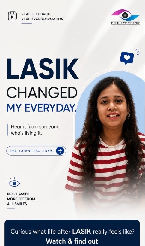 Patient before and after LASIK surgery